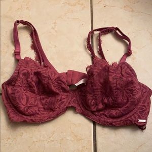 Deep red lace pink vs bralette